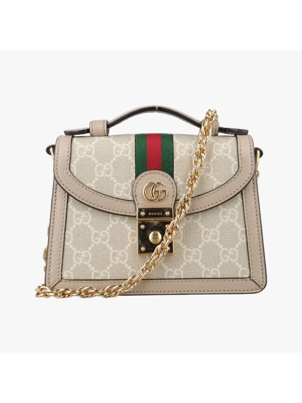 Gucci Ophidia GG Mini Beige Ebony Supreme Canvas Leather Shoulder Bag